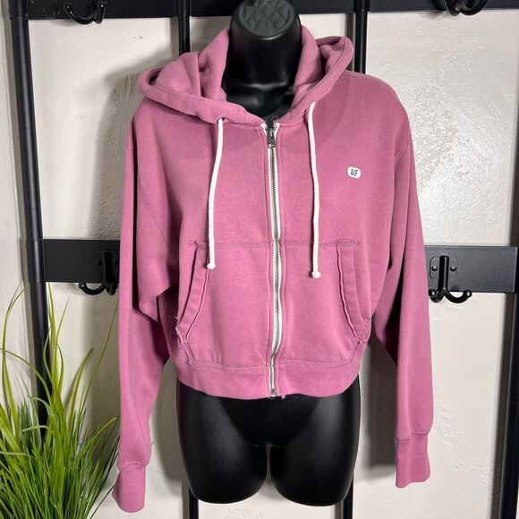 Abercrombie & Fitch Tops - Abercrombie & Fitch cropped zip hoodie mauve Oversized Size Small